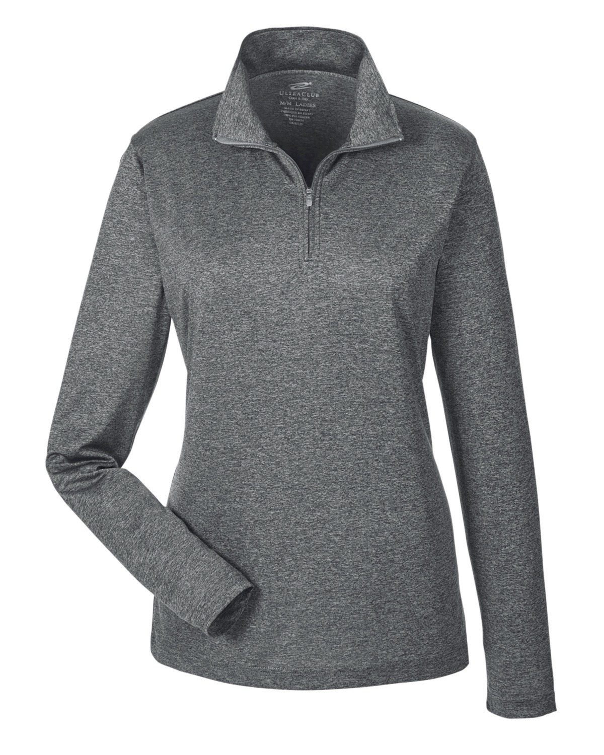 UltraClub Ladies' Cool & Dry Heathered Performance Quarter-Zip: 8618W