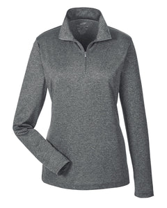 UltraClub Ladies' Cool & Dry Heathered Performance Quarter-Zip: 8618W