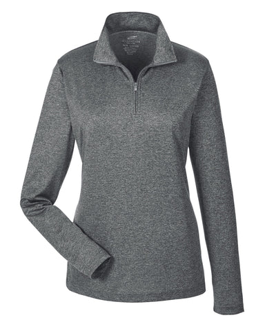 UltraClub Ladies' Cool & Dry Heathered Performance Quarter-Zip: 8618W