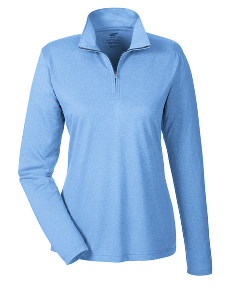 UltraClub Ladies' Cool & Dry Heathered Performance Quarter-Zip: 8618W