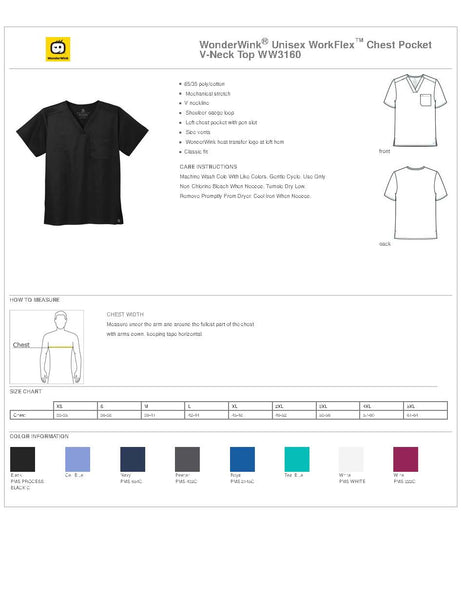 WonderWink Unisex WorkFlex™ Chest Pocket V-Neck Top : WW3160