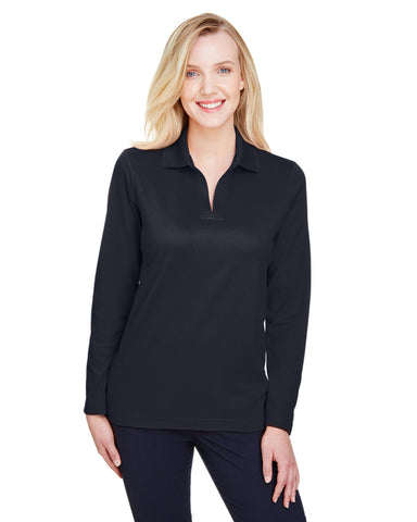 Devon & Jones CrownLux Performance™ Ladies' Plaited Long Sleeve Polo : DG20LW